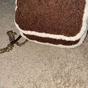 Chic Brown and Cream Fuzzy Crossbody Bag